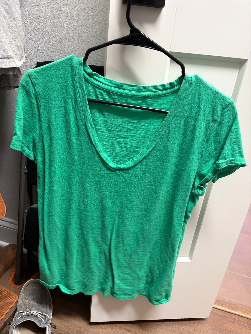 Green V-Neck Women's Tee - Casual Everyday Top